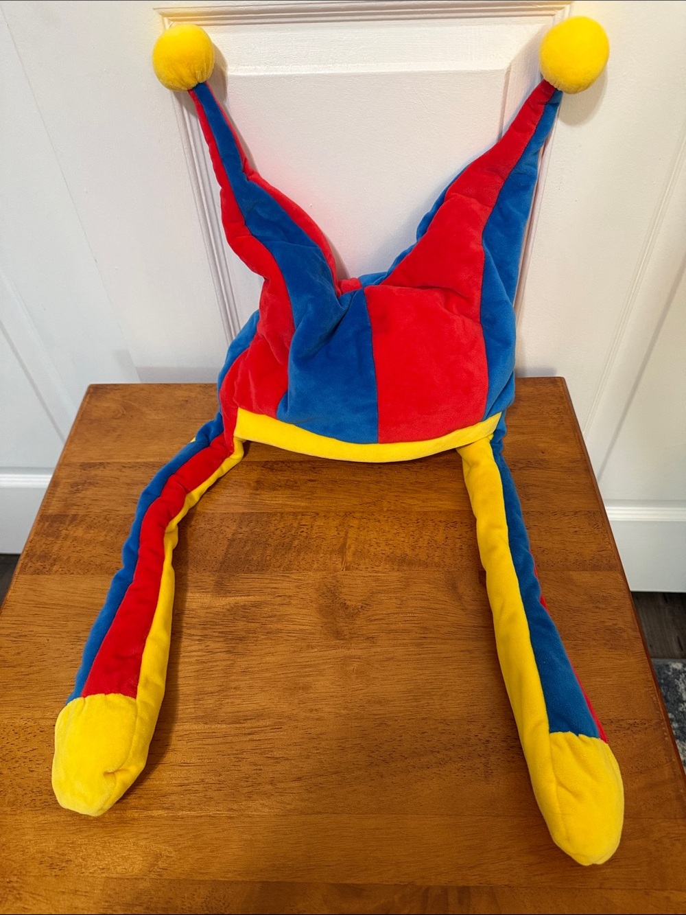 Kids Plush Jester Hat in Red, Blue & Yellow - Fun Costume Accessory